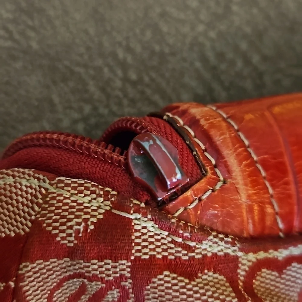 VTG BRIGHTON Hearts Canvas Leather  Coquette Mini Backpack